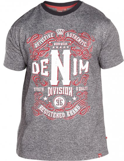 D555 QUINN Print Crew Neck T-Shirt Charcoal - T-skjorter - Store T-skjorter - 2XL-14XL