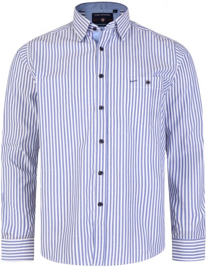 Kam Jeans 6139 Long Sleeve Shirt Blue - Skjorter - Store skjorter - 2XL-8XL