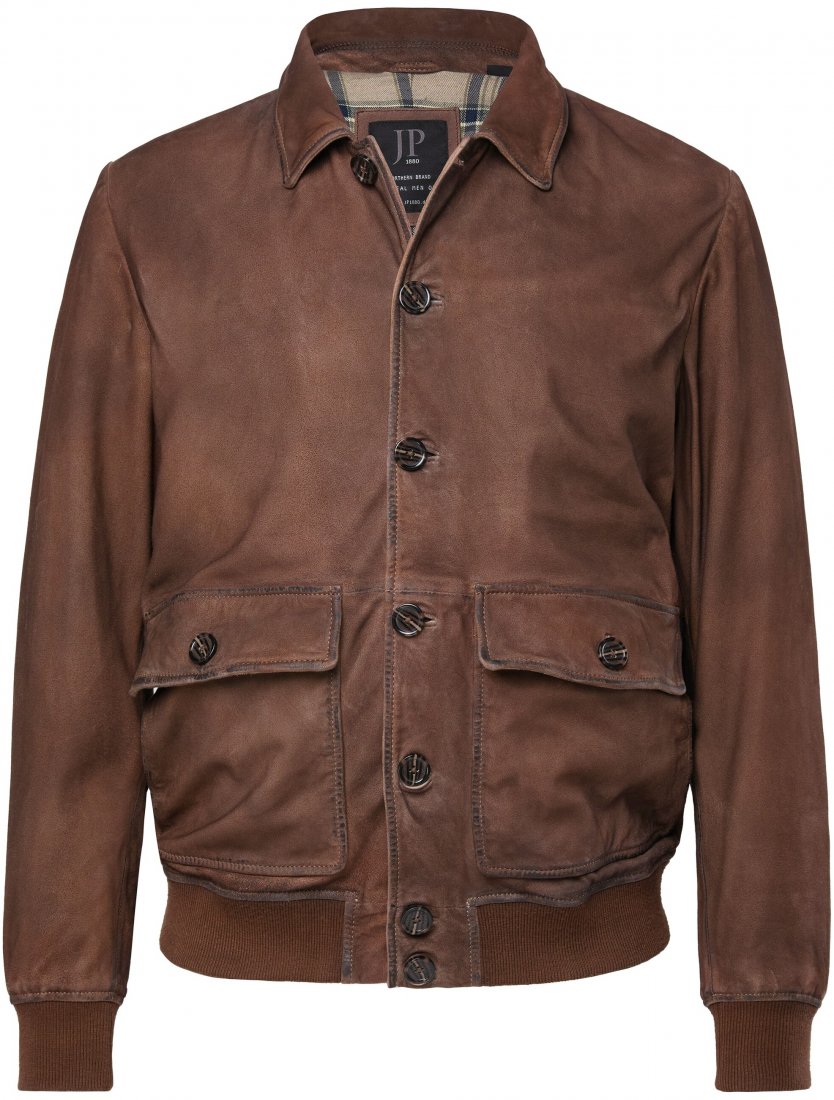Balster Jacket, Suede Leather Blouson, Men's XL Genuine Leather Suede Leather brown type Vintage Second Hand