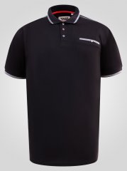 D555 Potts Jersey Polo With Jacquard Collar & Cuffs Svart
