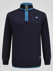 D555 Conway 2 1/4 Zip Neck Fleece Sweatshirt With Bear Logo Mørkeblå