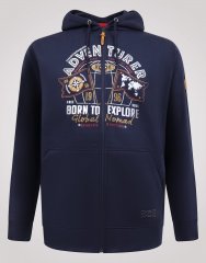 D555 Hector Adventurer Printed Zip Through Hoody Mørkeblå