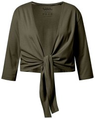 Ulla Popken 794514 Jerseybolero med knyting Mørkegrønn