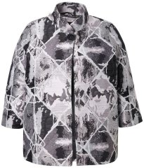 Ulla Popken 816673 Oversized blazer i jacquard med 3/4-ermer Svart