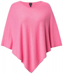 Ulla Popken 820512 Strikkeponcho i ullblanding med V-hals Lyserosa