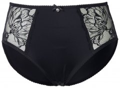 Ulla Popken 822864 Blomstrete truser med blonder Svart
