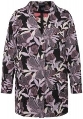 Ulla Popken 823967 Blomstret jacquardblazer med 3/4-ermer Svart