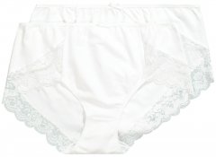 Ulla Popken 824106 Boksertruser med blonder 2-pakning Hvit