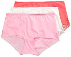 Ulla Popken 827465 Hipstertruser med blonder 3-pakning Rosa
