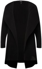 Ulla Popken 830749 Åpen plissert blazer med brede slag Svart