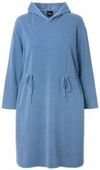 Ulla Popken 834536 Sweatkjole med hette Denimblå