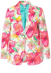 Ulla Popken 835230 Blomstret blazer i bomull Rød