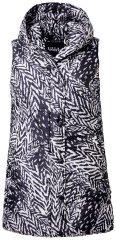 Ulla Popken 838435 Lang quiltet vest med trykk Svart