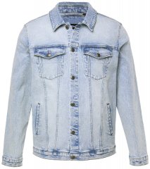 Men+ 394 Jeansjakke med brystlommer Lyseblå
