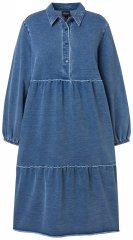 Ulla Popken 840972 Sweatkjole med volanger Indigo