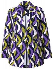 Ulla Popken 842680 Mønstret jerseyblazer i punto di roma Mørkeblå