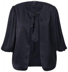 Ulla Popken 842712 Kort blazer med knyting og volangermer Svart