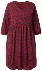 Ulla Popken 844945 A-formet jerseykjole med V-hals Plomme