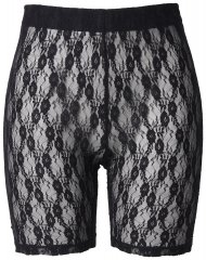 Ulla Popken 845290 Blomstrete antignagshorts med blonder Svart