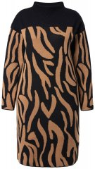 Ulla Popken 845378 Dyremønstret strikket kjole Beige