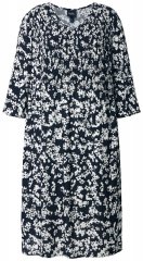 Ulla Popken 845825 Blomstret midikjole med 3/4-ermer Svart