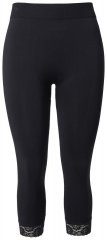 Ulla Popken 846491 3/4-strømpeleggings med blonder Svart