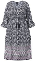 Ulla Popken 847798 A-formet midikjole med V-hals Svart