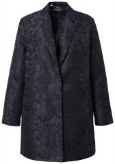 Ulla Popken 848099 Blomstret jacquardblazer med skjult knappelist Svart