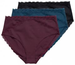 Ulla Popken 848803 Truser med blonder 3-pakning Vinrød