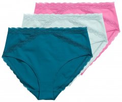 Ulla Popken 848803 Truser med blonder 3-pakning Petrol