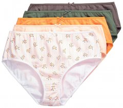 Ulla Popken 849098 Blomstrete truser 6-pakning Oransje