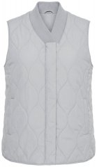 Ulla Popken 849221 Quiltet vest med ribbestrikket krage Grå