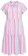 Ulla Popken 849969 Stripete midikjole med volanger Rosa