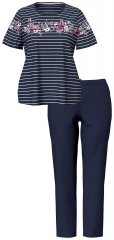 Ulla Popken 850403 Blomstret pyjamas Mørkeblå