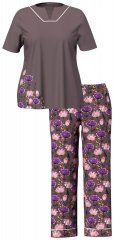 Ulla Popken 850903 Blomstret pyjamas 2-pakning Brun