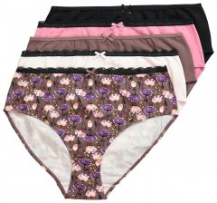 Ulla Popken 851711 Blomstrete truser 5-pakning Brun