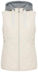 Ulla Popken 851781 Quiltet vest med hette Benhvit