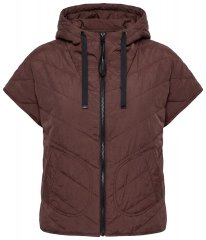 Ulla Popken 851785 Oversize quiltet vest med hette Brun
