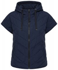 Ulla Popken 851785 Oversize quiltet vest med hette Mørkeblå