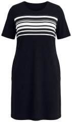Ulla Popken 852079 Stripete T-skjortekjole Svart