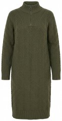 Ulla Popken 852121 Langermet strikket kjole med høy hals Khaki