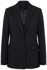 Ulla Popken 852498 Blazer med strass og én knapp Svart