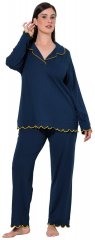 Ulla Popken 852573 Pyjamas med skjortekrage Mørkeblå