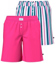 Ulla Popken 852752 Stripete pyjamasshorts 2-pakning Rosa