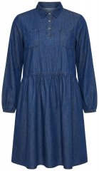 Ulla Popken 852768 A-formet denimkjole med lommer Denimblå