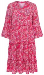Ulla Popken 852841 Blomstret kjole med volanger Magenta