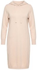 Ulla Popken 853669 Langermet strikket kjole med hette Beige