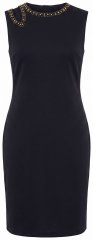 Ulla Popken 853766 Ermeløs bodycon-kjole med strass Svart