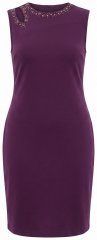 Ulla Popken 853766 Bodycon-kjole med strass Plomme