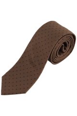 JP1880 853822 Prikkete silkeslips ekstralang Mørkebrun